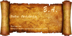Behr Antónia névjegykártya